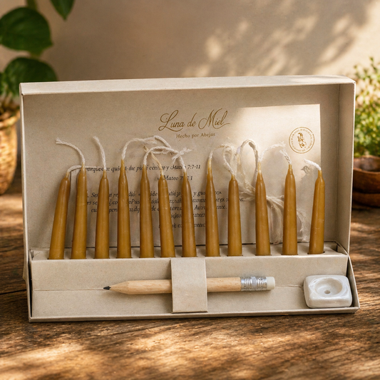 Velas con Intención de Cera de Abejas — Caja Regalo